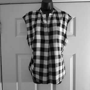 Loft Dark Blue Check Top